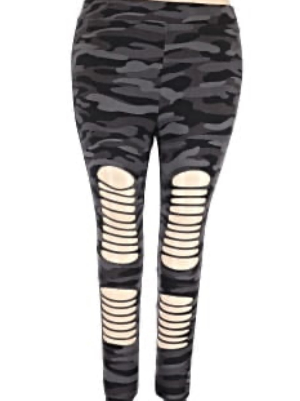 Torrid Black and Gray Camo Ripped Jeggings